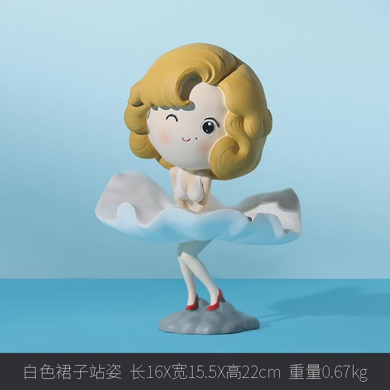 北欧可爱人物雕塑仿真树脂工艺品客厅卧室玄关装饰品可爱大头人偶
