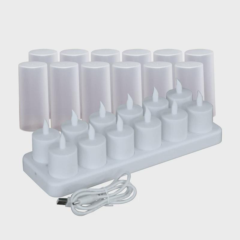 续航久led遥控仿真婚庆氛围电子蜡烛灯led充电12座小茶蜡烛灯