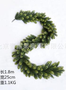 工厂直销圣诞藤条绿色pe装饰挂件2米塑胶藤节庆商场酒店场景布置