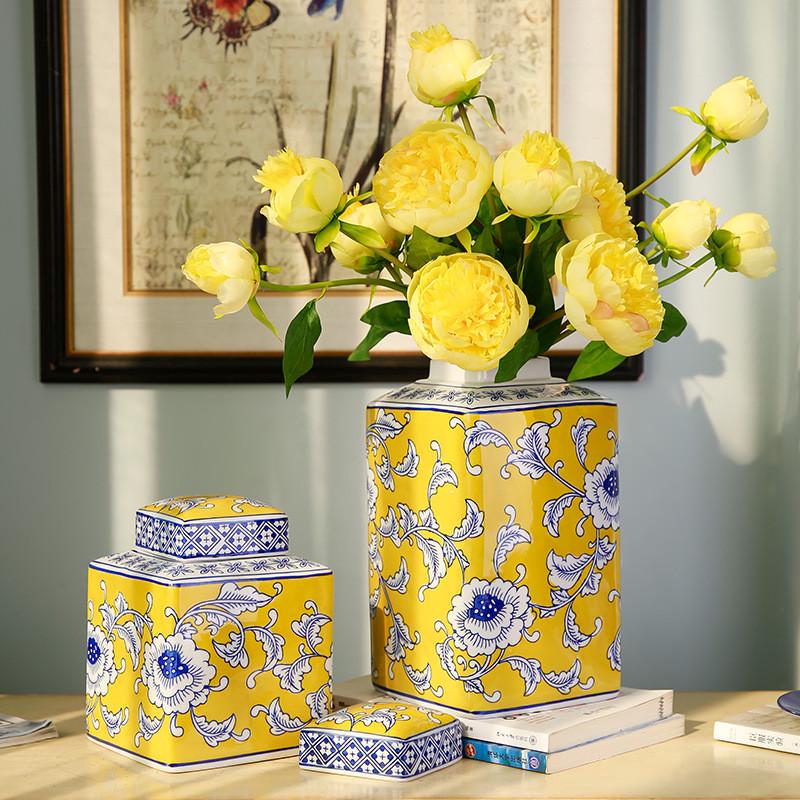 热销青花瓷陶瓷储物收纳罐子软装饰品手绘花瓶摆件高级感玄关茶几