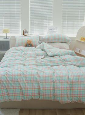 9wor【】复古格简约水洗棉三四件套纯学生宿舍小清新