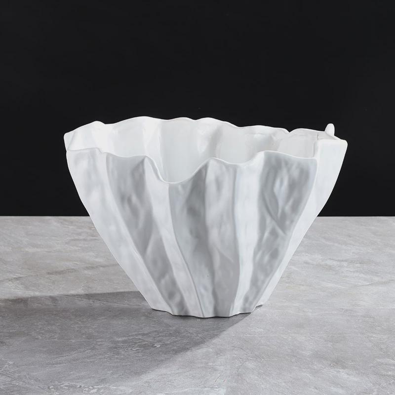 现代轻奢陶瓷大口花瓶花器荷花摆件家居软装艺术售楼部工艺摆设