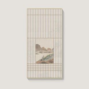新中式禅意客厅装饰画日式原木风挂画玄关走廊尽头茶室书房壁画