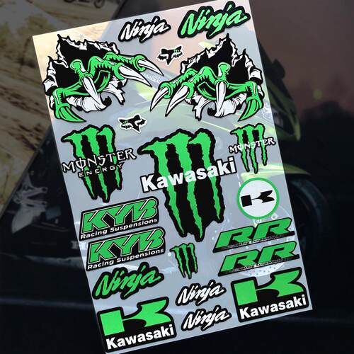 适用川崎贴纸车贴摩托车ninja400改装饰反光Kawasaki版画油箱贴花