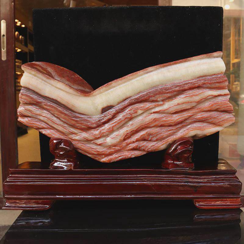 石天摆件然腊肉广西石肉柳州红烧肉石五花肉猪肉44*12*19cm11637g