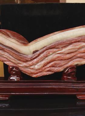 石天摆件然腊肉广西石肉柳州红烧肉石五花肉猪肉44*12*19cm11637g