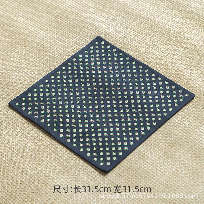 禧珮镁手工刺绣隔热棉四方干泡席茶桌加厚麻布垫桌旗小清新茶席
