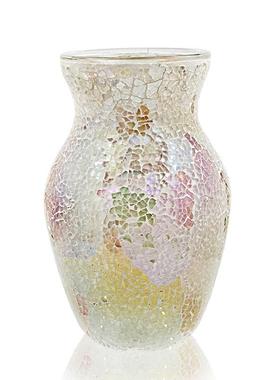 干花钢化马赛克玻璃花瓶美式复古轻奢装饰瓶可插五彩水培花瓶