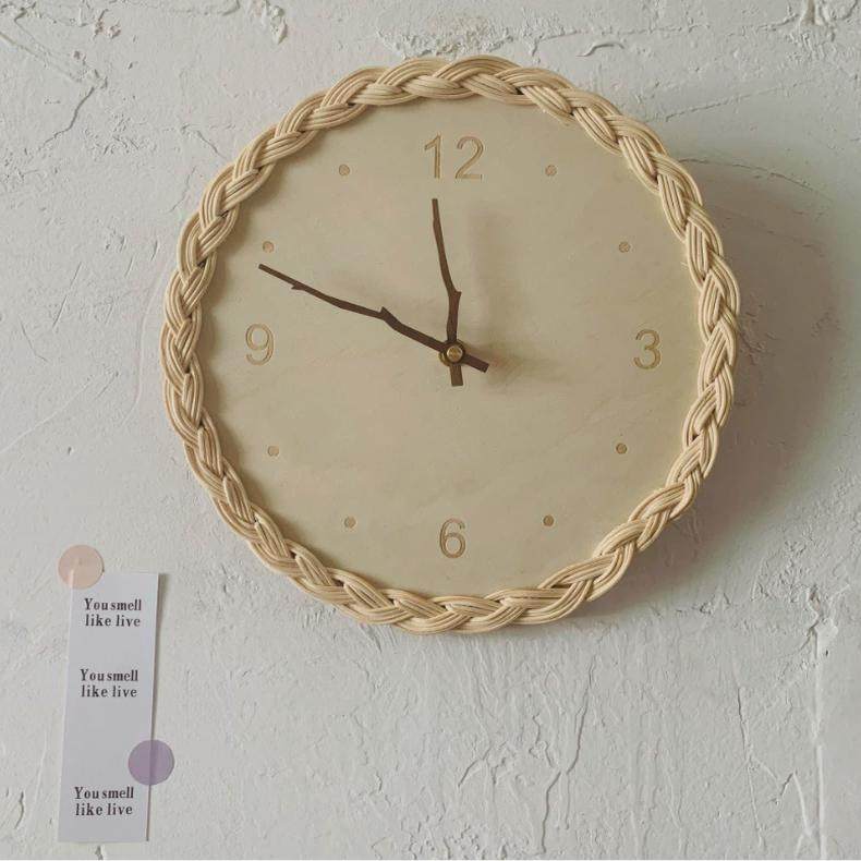 时钟挂钟日式时尚藤编创意圆形数字静音ins民宿简约装饰墙饰壁挂,节庆用品/礼品,拉花,淘宝优惠券,粉丝福利购,淘宝优惠卷