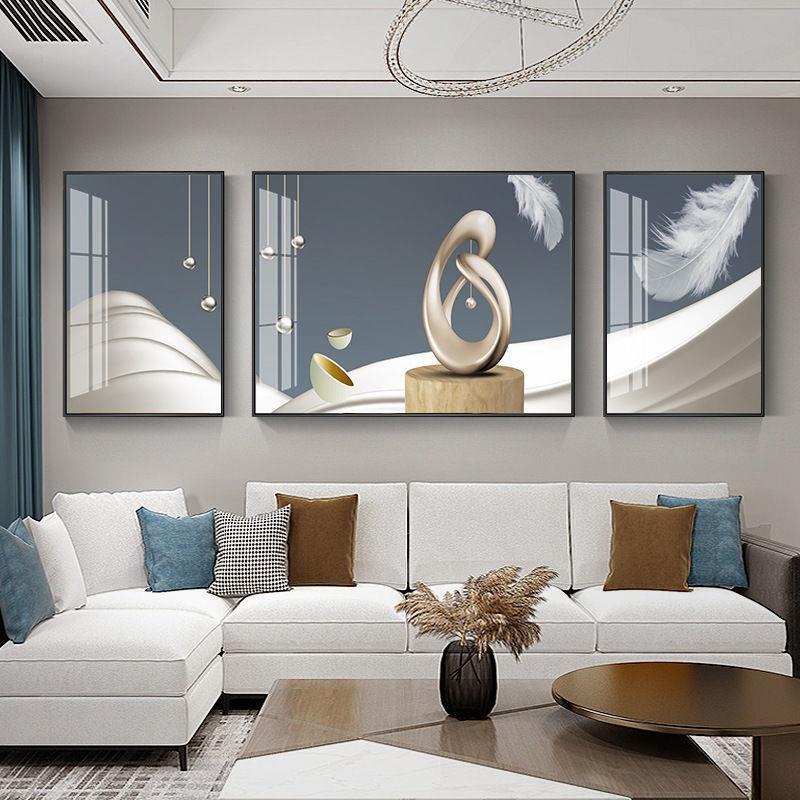 现代简约瓷镶钻画晶客厅装饰画抽象风格沙发背景墙画三联轻奢壁画