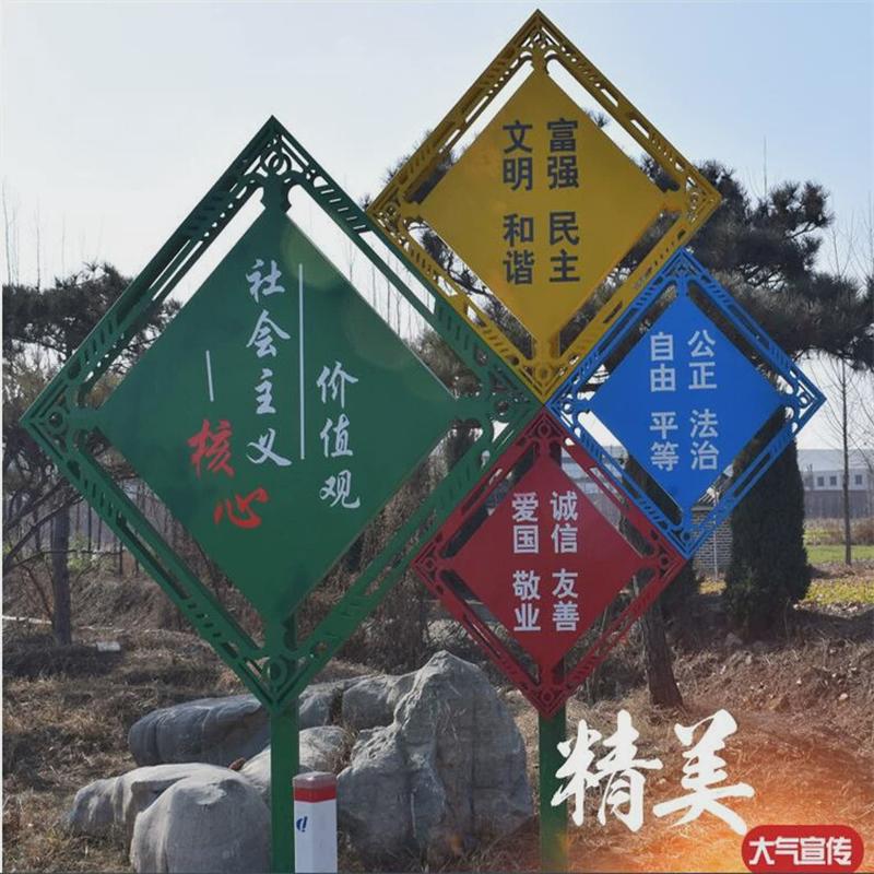 厂家直供小区印制标识公园景观铁艺烤漆宣传牌校园导向牌宣传栏