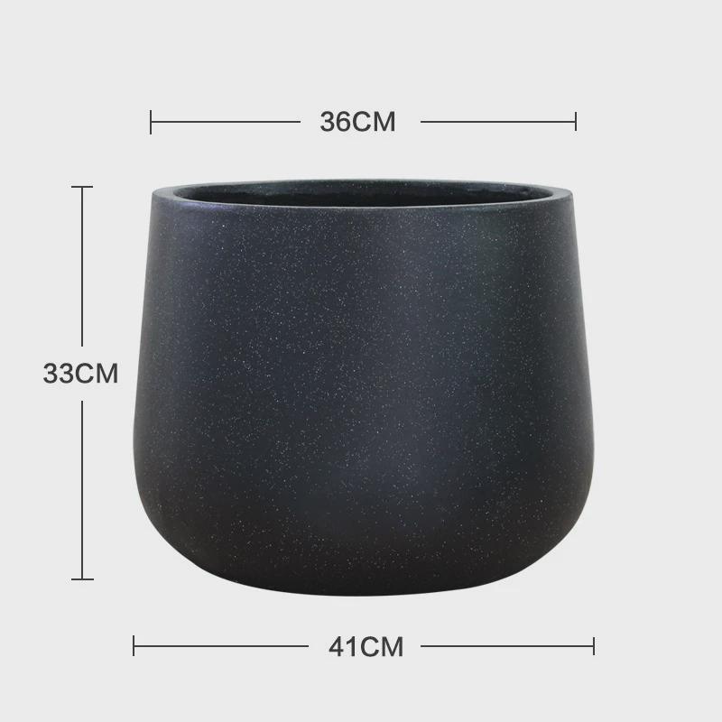 北欧简约水泥花盆黑色客厅落地圆形盆栽盆器超大号创意种树白色盆