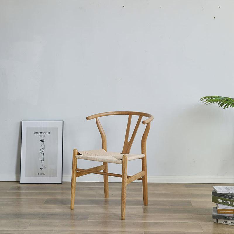榉木y椅中式藤椅现代简约白橡木实木客厅椅子书房餐厅餐椅编绳椅
