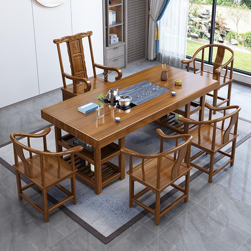 实木大板茶桌椅组合新中式客厅茶几家用泡茶桌禅意办公室茶台套装