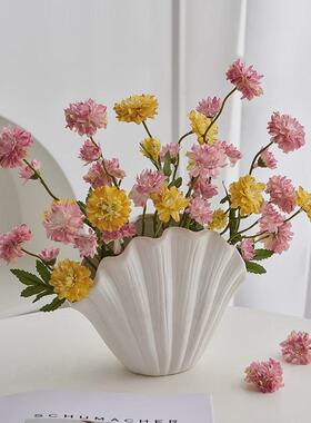 现代简约创意陶瓷贝壳花瓶干花花束客厅插花桌面摆件玄关装饰