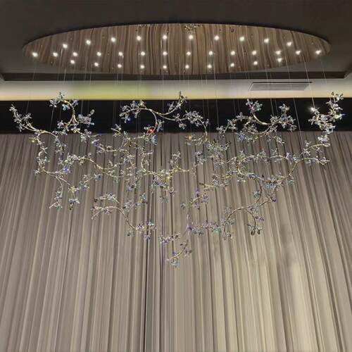 餐厅水晶吊灯现代轻奢别墅挑高大堂感客厅灯店铺商用酒店氛围吊灯