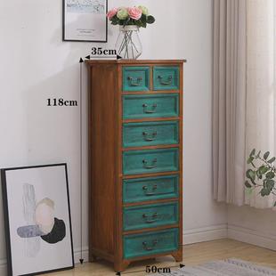 99ch抽屉式 多层置物 收纳柜客厅实木斗柜卧室柜复古储物柜整理美式