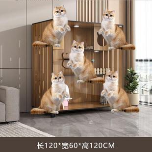 超大猫别墅猫笼家用豪华猫屋室内透气一体舍柜全景猫咪宠物柜