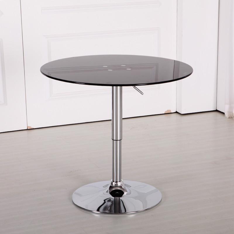 简约现代钢化玻璃小圆桌不锈钢阳台休闲桌子洽谈接待待客桌咖啡桌