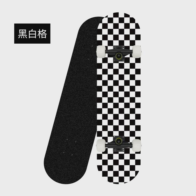 外贸格子款专业四轮七层枫木滑板恒零售烤漆支架批发迪