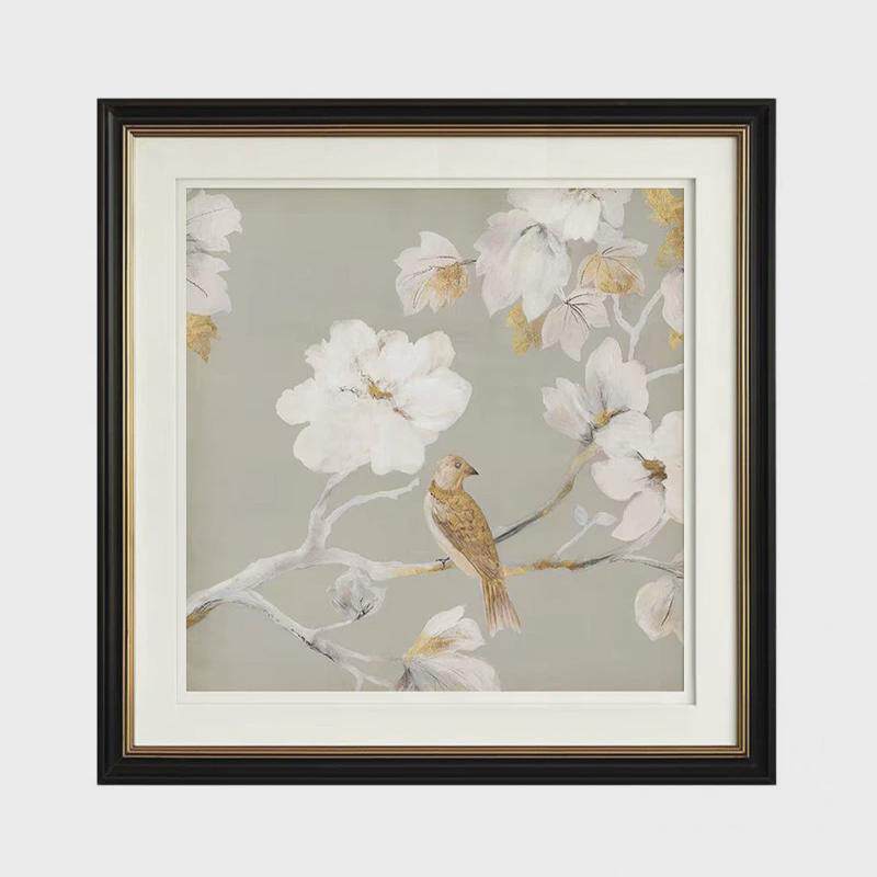 法式美式花鸟装饰画客厅沙发背景墙餐厅实木两联卧室挂画书房壁画