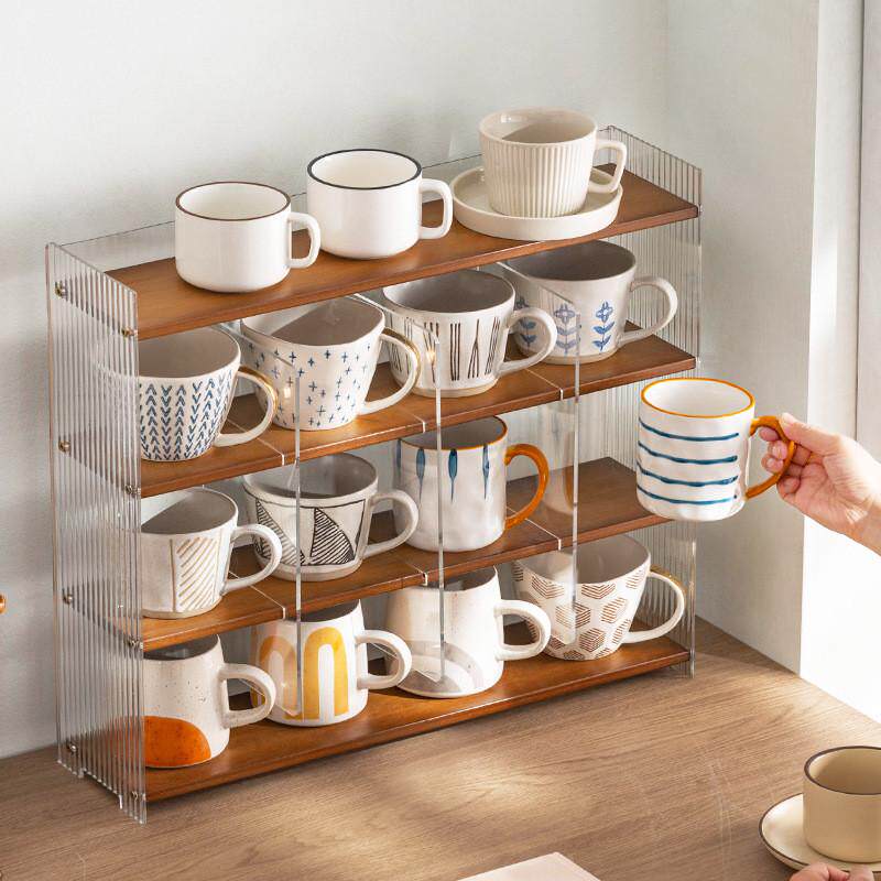 水杯架马克杯玻璃杯纸杯咖啡红酒杯子收纳架高级感轻奢整理架防尘