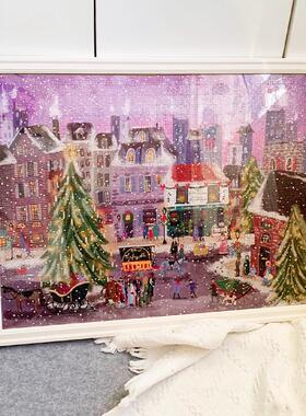 33n拼图裱框galison圣诞广场画框框架挂墙拼1000片相框70*50装裱