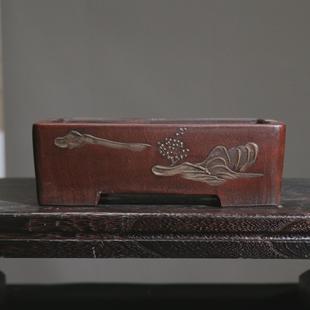 紫砂花盆陶瓷盆景盆马槽盆立壁长方形仿古盆摹古盆觅陶乡仿老盆