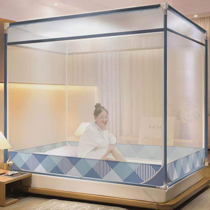蚊帐家用卧室2023新款纹账高端蒙古包防摔儿童支架杆加粗加厚高睿