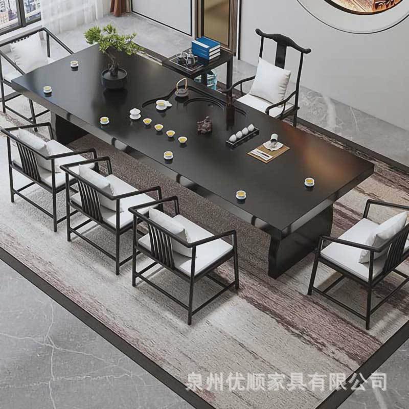 大板实木茶桌禅意家用客厅功夫茶台新中式办公室接待泡茶桌椅组合