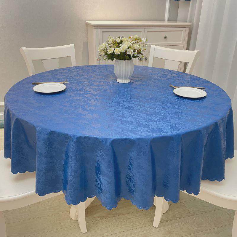 86M0酒店饭店餐厅家用大圆桌布台布欧式PVC防水防油防烫免洗圆形