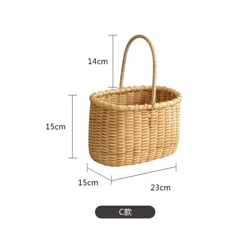 v3fp手工竹篮编织收纳篮手提野餐篮购物篮面包篮家用竹编藤编子礼