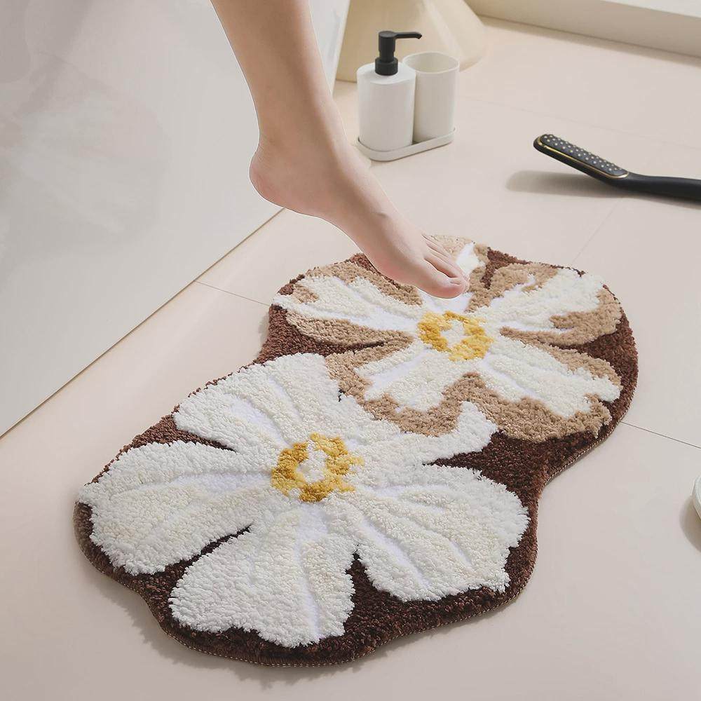 浴室吸水地垫植绒渐变色提花高级多巴胺簇绒进门门口垫子床前地毯