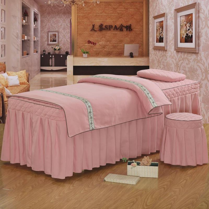 美容床罩四件套美容按摩院欧式高档简约纯色被套包邮