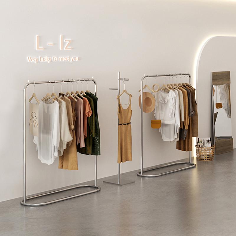 服装店展示架陈列架不锈钢落地式挂衣架童装店中岛道具女装店货架