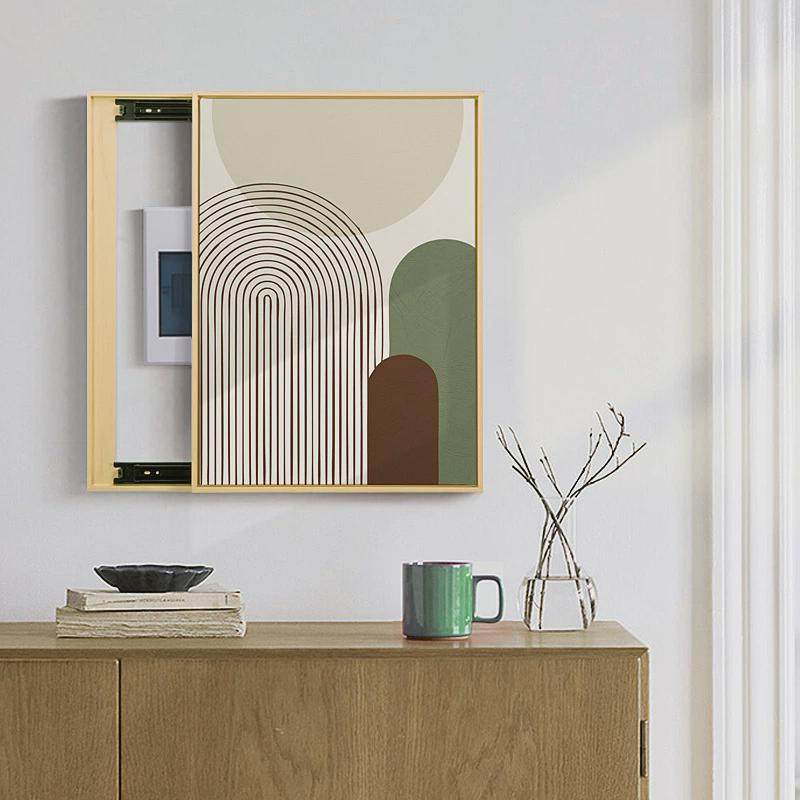 北欧抽象线条电表箱装饰画竖版可推拉遮挡配电箱挂画绿色小清新,家居饰品,现代装饰画,淘宝优惠券,粉丝福利购,淘宝优惠卷