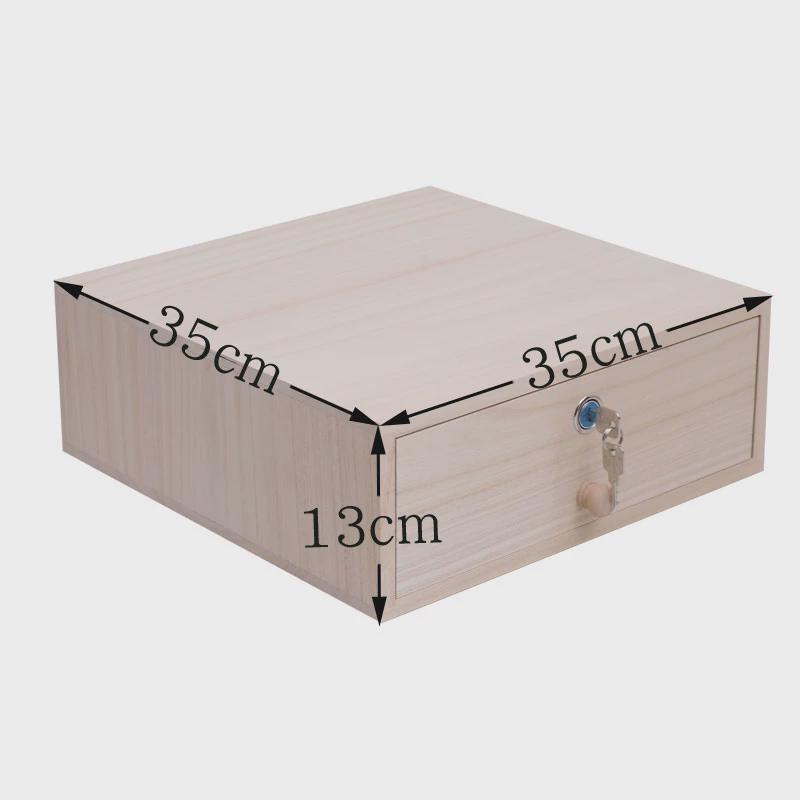 26x8带锁收纳盒实木质抽屉式家用办公桌收钱大容量面摆摊单层收银