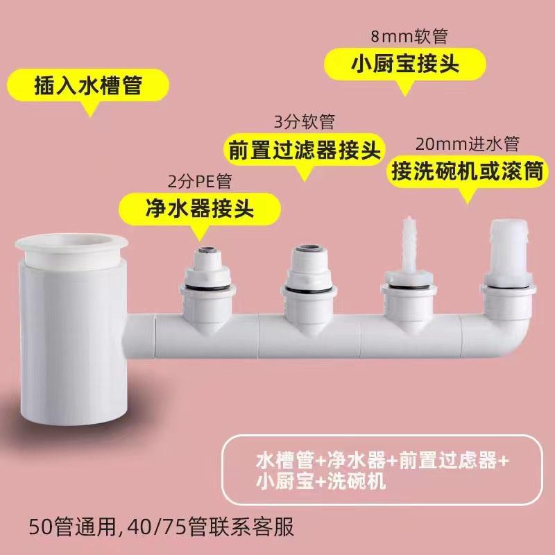升级款厨房水槽洗碗机净水器小厨宝前置过滤器下水道50排水管