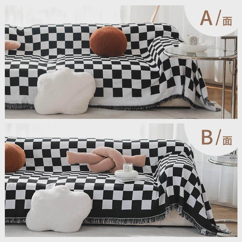 棋盘格沙发巾全盖布ins风防滑四季通用沙发套全包万能套耐脏垫子,居家布艺,沙发垫,淘宝优惠券,粉丝福利购,淘宝优惠卷