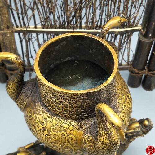 黄铜仿古摆件古玩收藏龙龟龟香炉居家装饰鹤鹤延年贺寿送礼