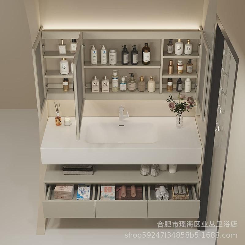 酒店风可丽耐一体盆浴室柜组合现代简约卫生间吊柜洗手洗脸洗漱台