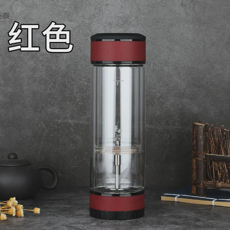 亚泰茶水分离泡茶杯泡茶师男士高档双层水晶玻璃旋转过滤茶道杯子