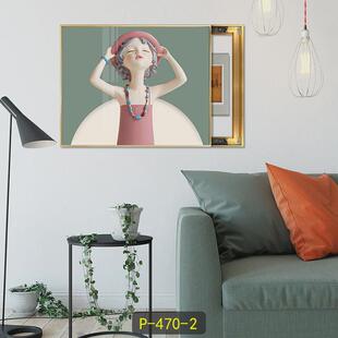 批发卡通女孩电闸挂画轻奢液压杆遮挡箱壁画电表箱装饰画箱晶瓷画