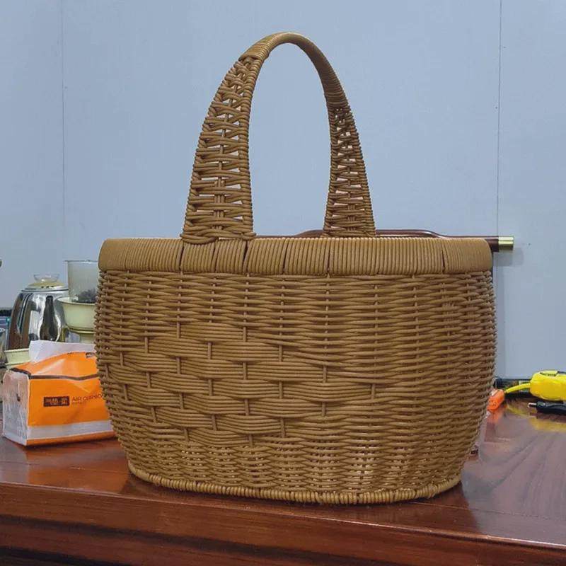 仿藤编织水果篮户外野餐手提篮家用收纳篮采摘篮鸡蛋篮菜篮子提篮,收纳整理,橱柜收纳筐,淘宝优惠券,粉丝福利购,淘宝优惠卷