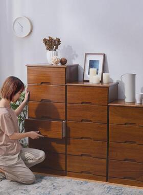 ZQ实木夹缝柜抽屉式收纳柜25/30/40/50cm加深窄储物五斗橱床头柜