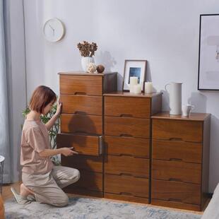 zq实木夹缝柜抽屉式收纳柜25/30/40/50cm加深窄储物五斗橱床头柜