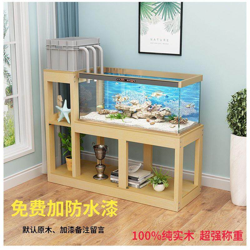 实木鱼缸可鱼缸底柜上滤鱼缸底座高低鱼缸架水族箱置物架架子图片