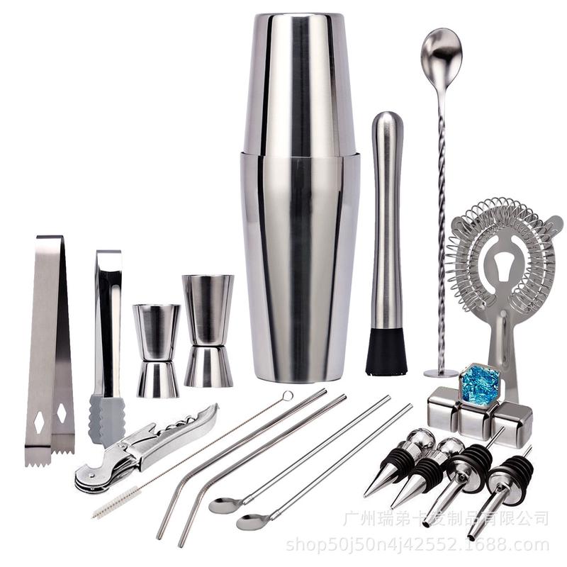 不锈钢调酒器套13件装基酒新手入门调酒工具酒壶波士顿摇美式全套