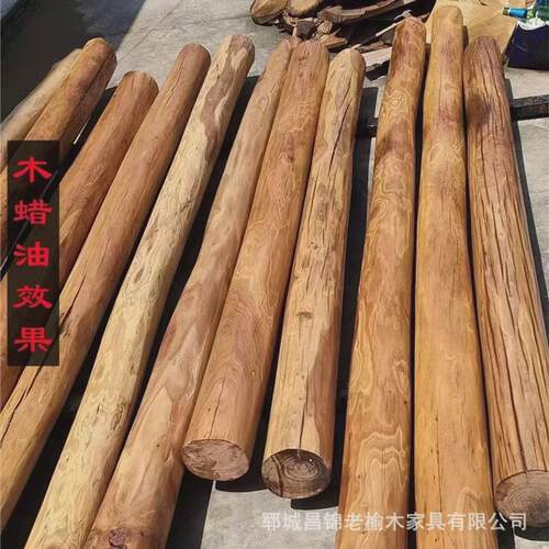 老榆木圆柱实木棍子民宿装修房顶长方形立柱古建房梁木方圆柱子