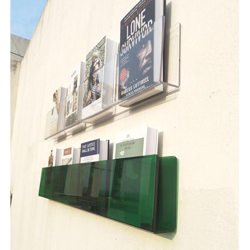 亚克力创意墙上置物架书架绘本架透明装饰免打孔壁挂式展示杂志架